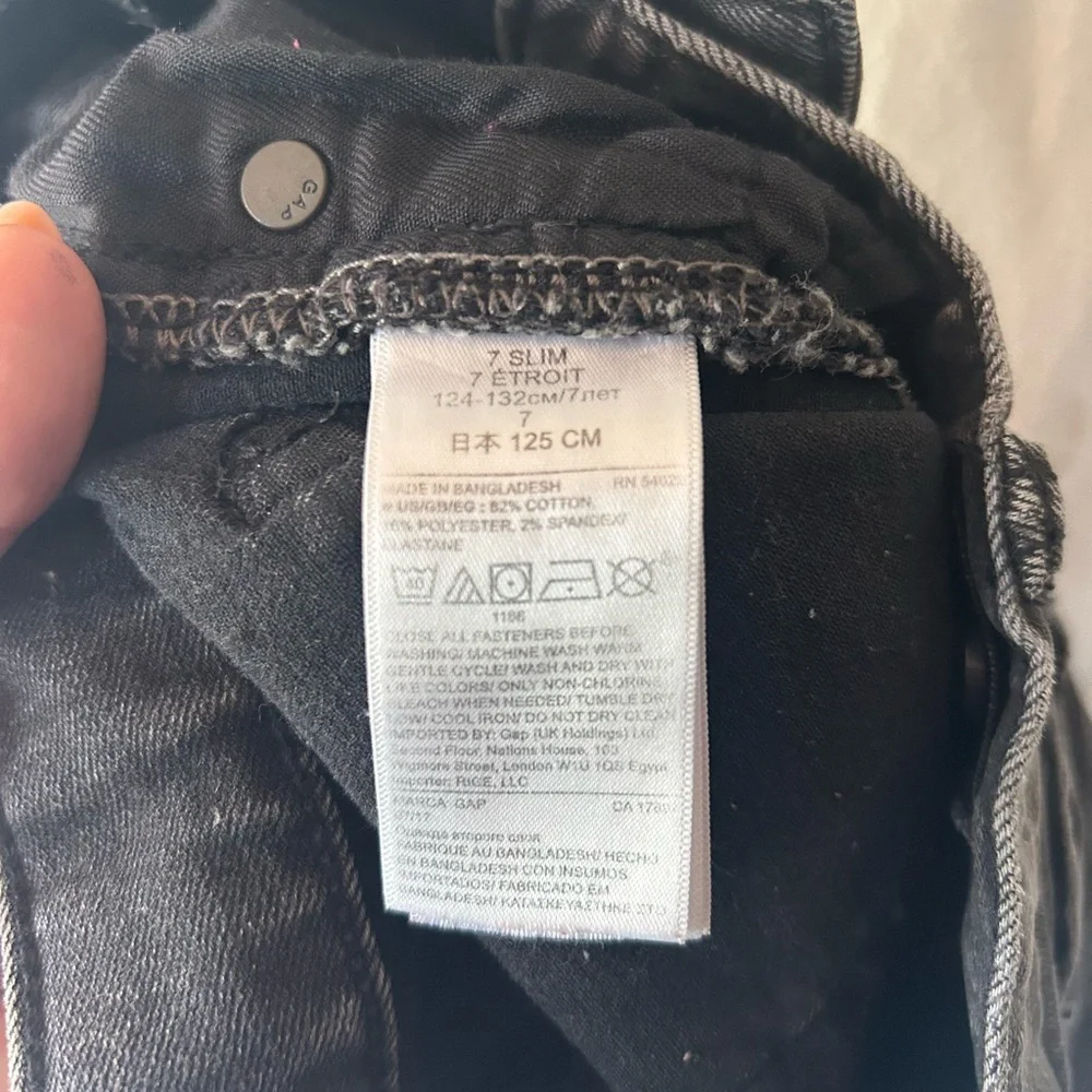 Gap Kids 1969 Slim Skinny Jeans Boys Size 7 Slim Dark Wash Gray Black